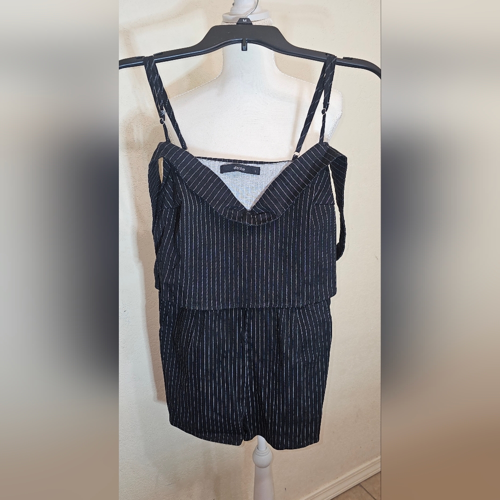 Chic Black Pinstripe Romper